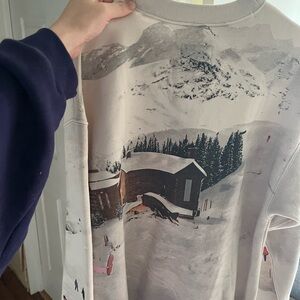 Abercrombie & Fitch Cream Sweater with Mountain Print